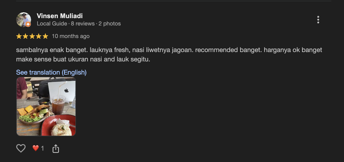 Screenshot review Google 2