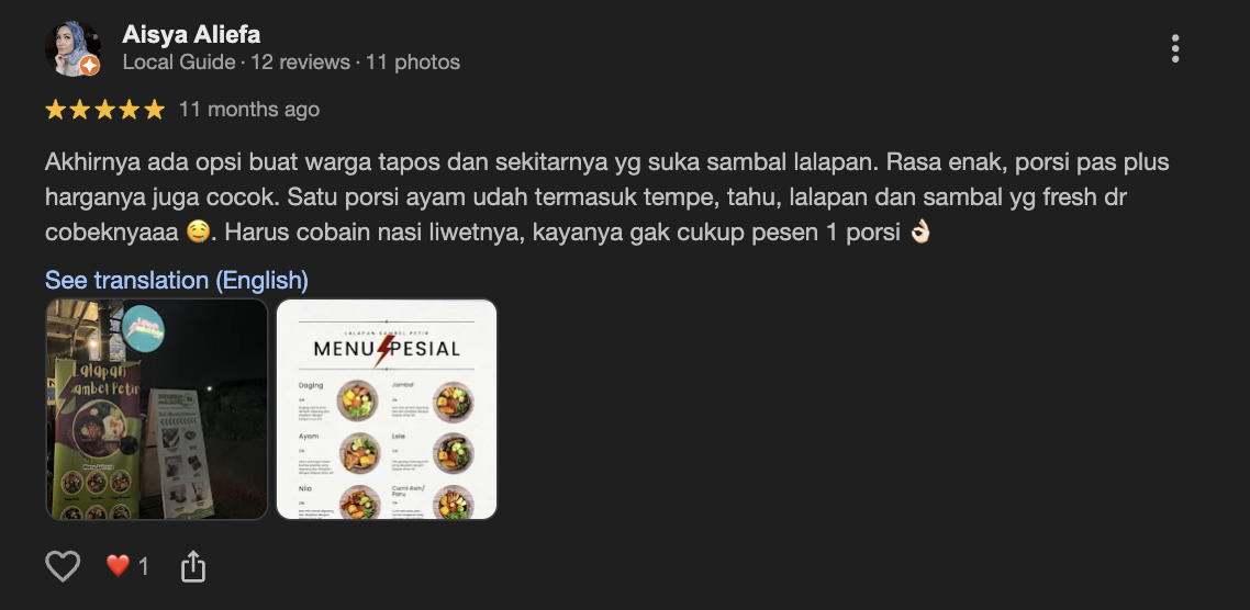 Screenshot review Google 4